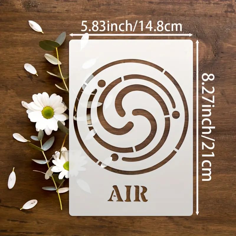 5 Pcs Celtic Stencils for Painting – Air, Water, Fire, Spirit, Earth Patterns – 8.27x5.83 Inch Reusable Polyethylene Templates for Wood, Canvas, Fabric, Walls, Scrapbooking & DIY Craft Projects
